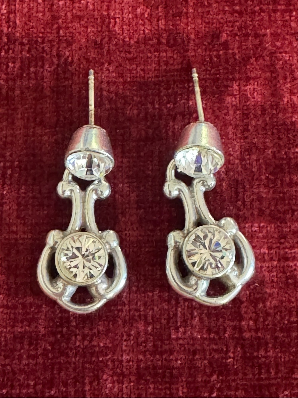 Vintage Brighton Twilight Crystal Dangle Earrings sparkling clear crystals.